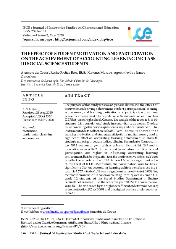 (PDF) The Effect of Student Motivation and Participation on the ...