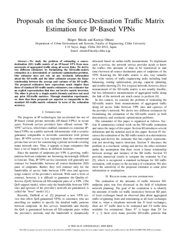 (PDF) Proposals on the source-destination traffic matrix estimation for ...