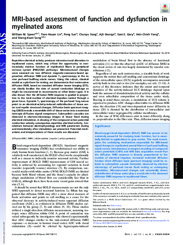 (PDF) MRI-based assessment of function and dysfunction in myelinated axons