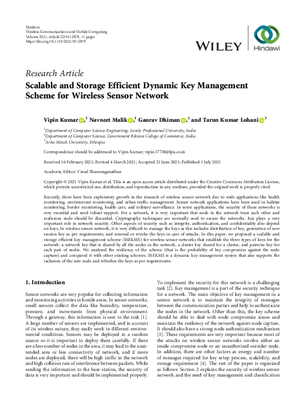 (PDF) Scalable and Storage Efficient Dynamic Key Management Scheme for ...