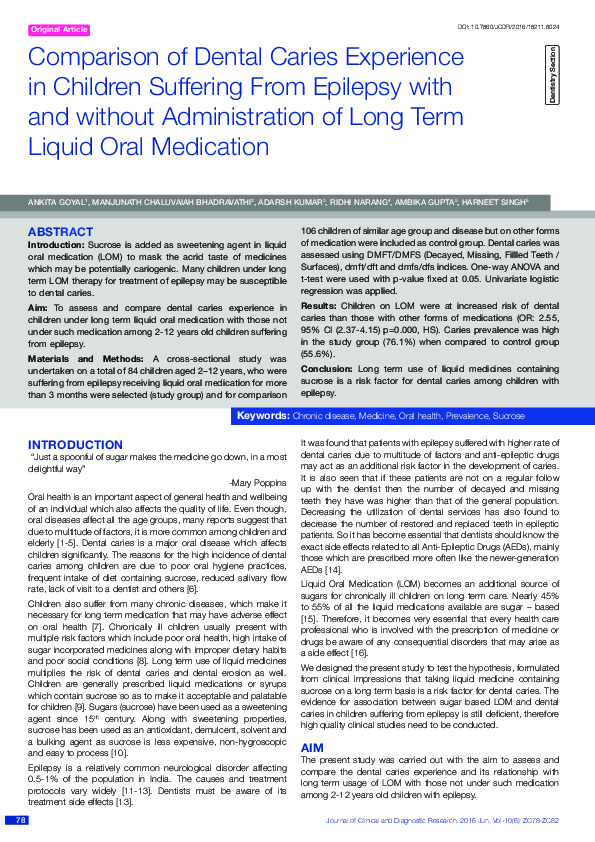 (PDF) Comparison of dental caries experience in children of different ...