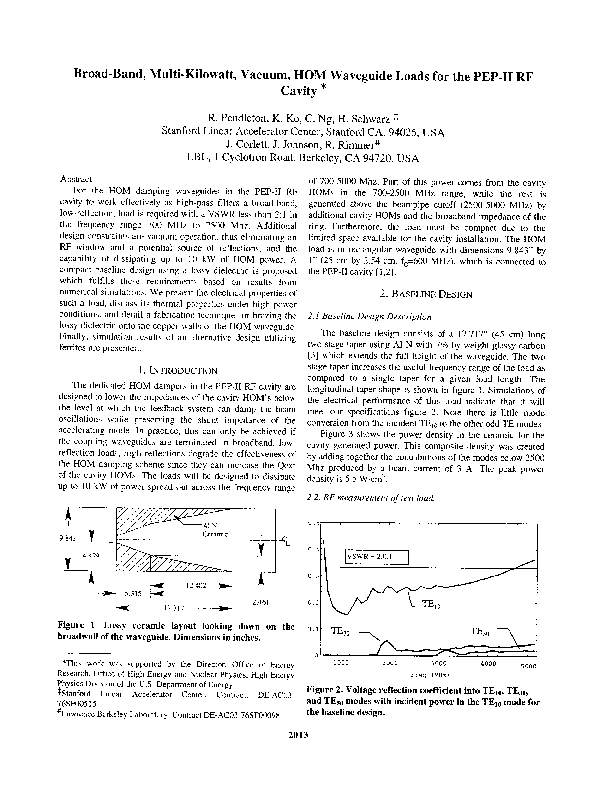 (PDF) Broad-band, multi-kilowatt, vacuum, HOM waveguide loads for the ...