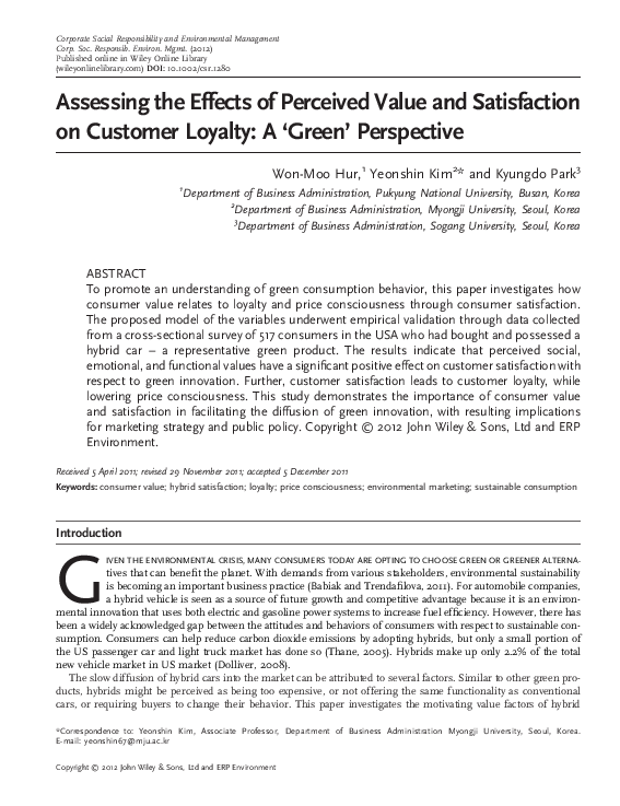 (PDF) Assessing the Effects of Perceived Value and Satisfaction on ...