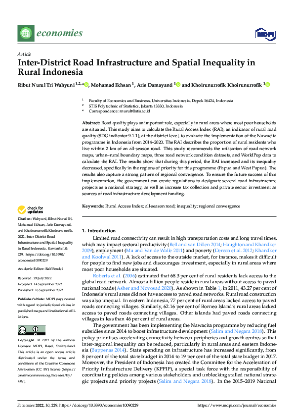 (PDF) Inter-District Road Infrastructure and Spatial Inequality in ...