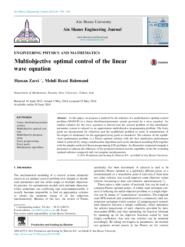 (PDF) Multiobjective optimal control of the linear wave equation