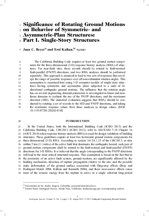 (PDF) Significance of Rotating Ground Motions on Behavior of Symmetric ...