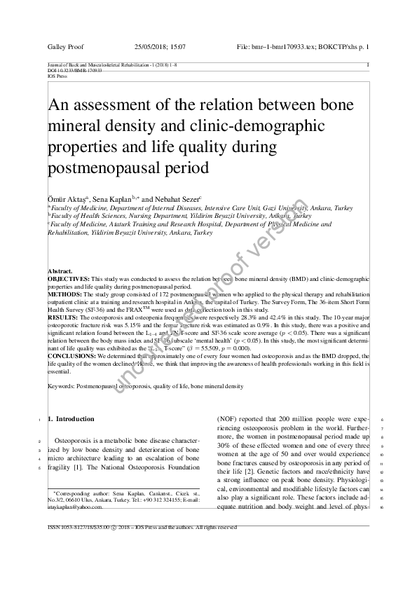 (PDF) An assessment of the relation between bone mineral density and ...