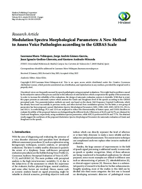 (PDF) Modulation Spectra Morphological Parameters: A New Method to ...