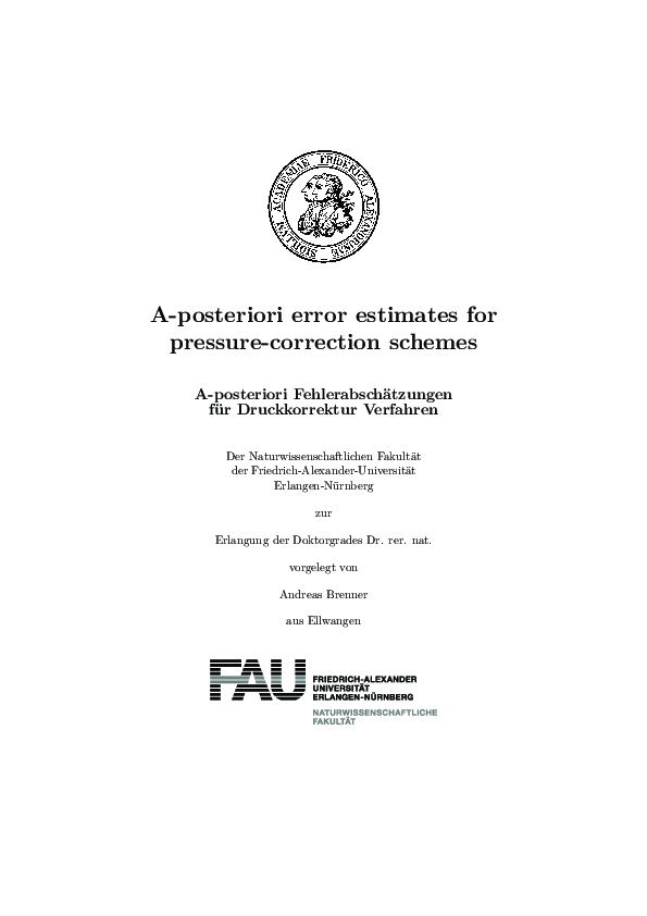 (PDF) A Posteriori Error Estimates for Pressure-Correction Schemes