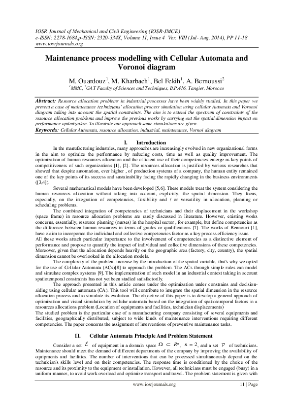 (PDF) Maintenance process modelling with Cellular Automata and Voronoi ...