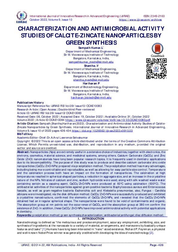 (PDF) Characterization and Antimicrobial Activity Studies of Calcite ...