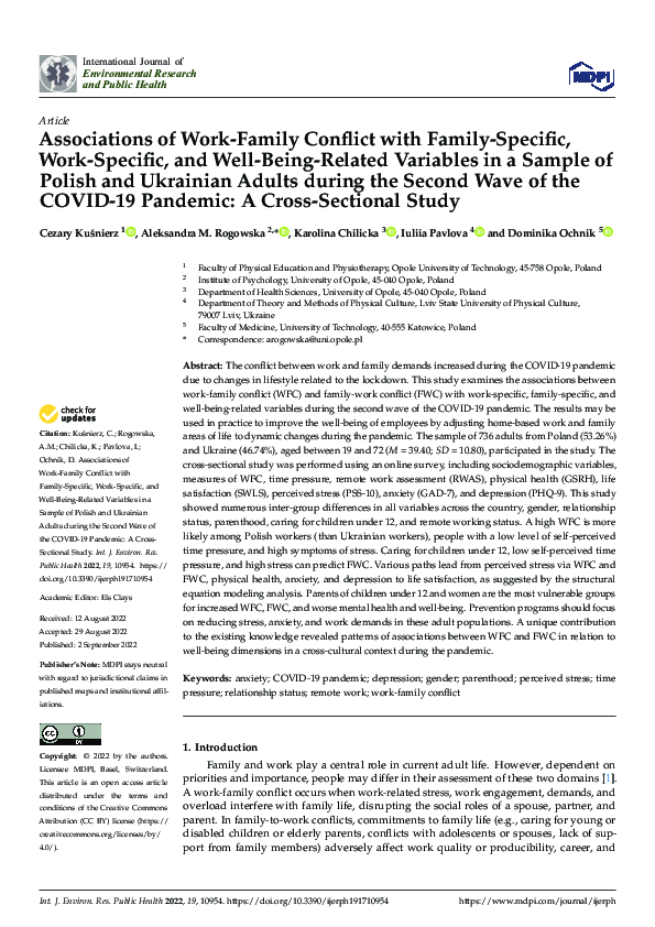(PDF) Associations of Work-Family Conflict with Family-Specific, Work ...
