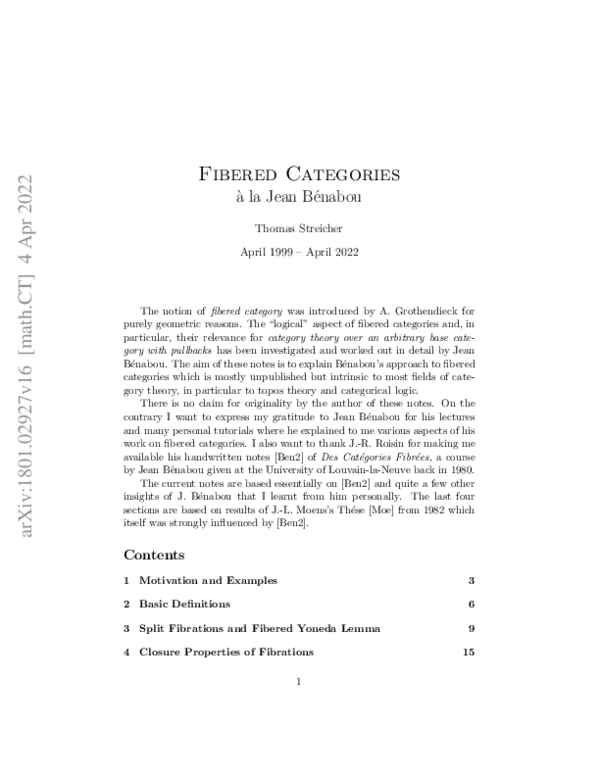 (PDF) Fibred Categories a la Jean Benabou