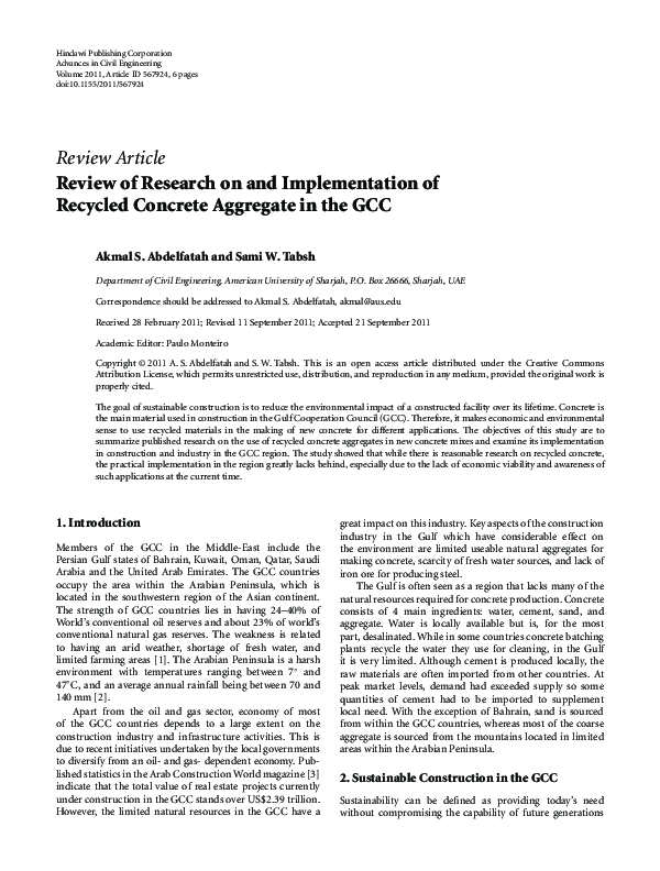 (PDF) Review of Research on and Implementation of Recycled Concrete ...