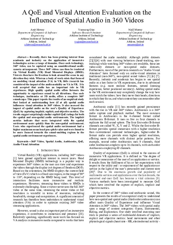 (PDF) A QoE and Visual Attention Evaluation on the Influence of Spatial ...
