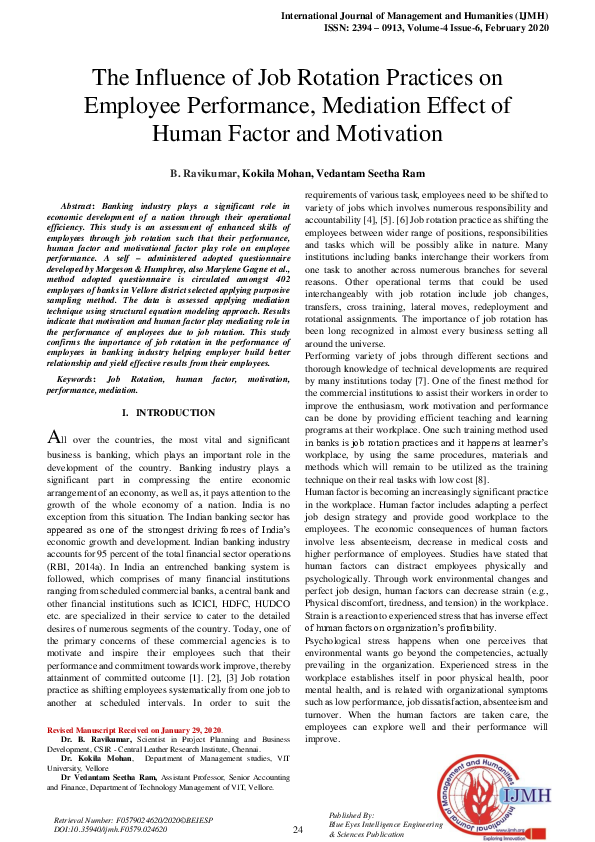 (PDF) The Influence of Job Rotation Practices on Employee Performance ...