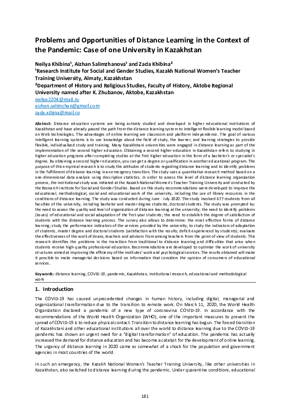 (PDF) Problems and Opportunities of Distance Learning in The Context of ...