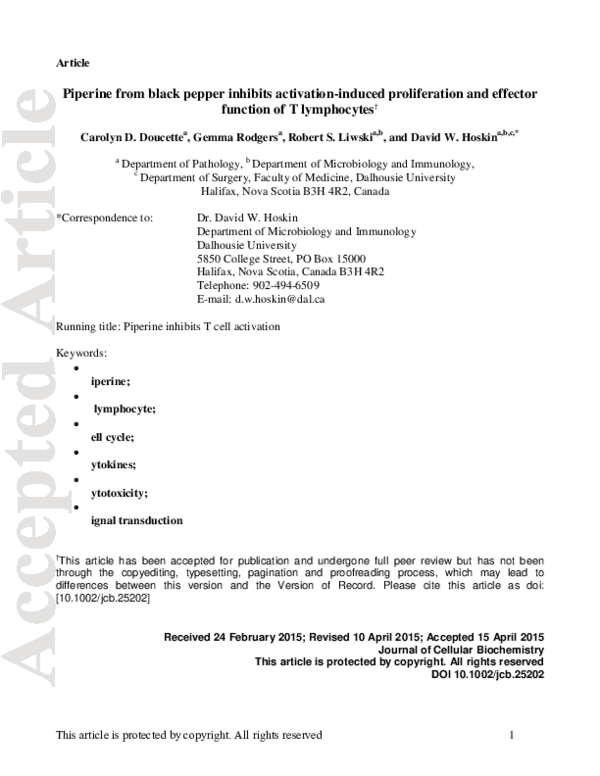 (PDF) Piperine from Black Pepper Inhibits Activation-Induced ...