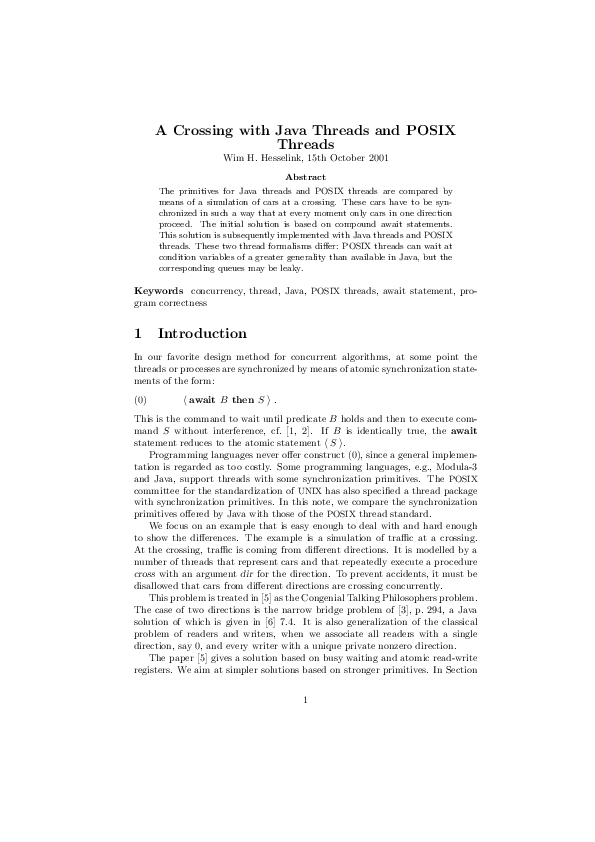 (PDF) A Crossing with Java Threads and POSIX Threads