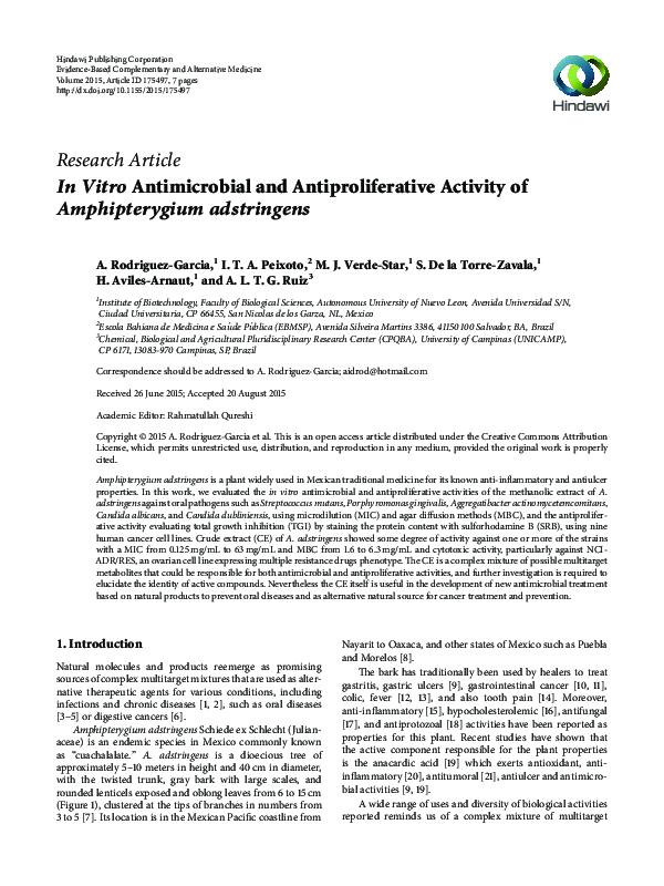 (PDF) In Vitro Antimicrobial and Antiproliferative Activity of ...