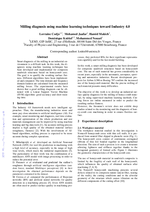 (PDF) Milling Diagnosis Using Machine Learning Techniques Toward ...