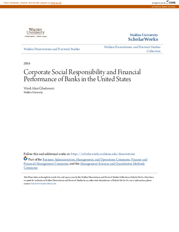 (PDF) Corporate Social Responsibility and Financial Performance of ...