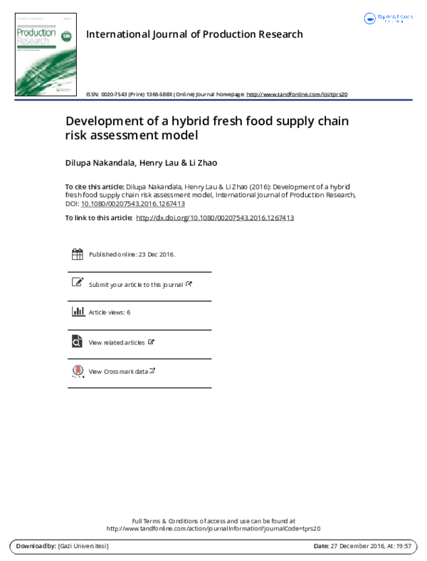 (PDF) Development of a hybrid fresh food supply chain risk assessment model