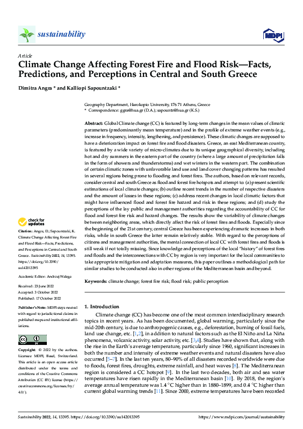 (PDF) Climate Change Affecting Forest Fire and Flood Risk—Facts ...