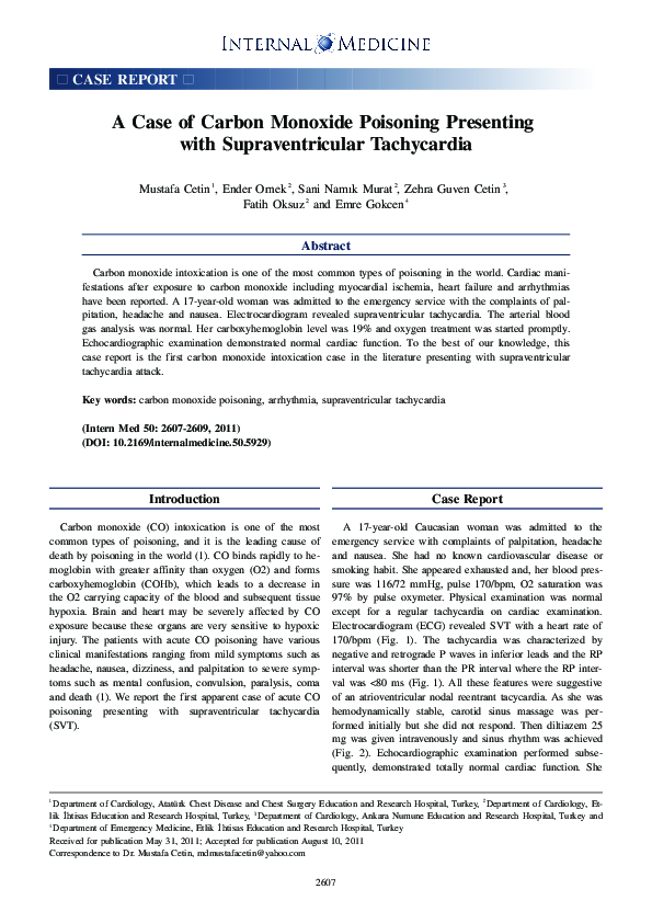 (PDF) A Case of Carbon Monoxide Poisoning Presenting with ...