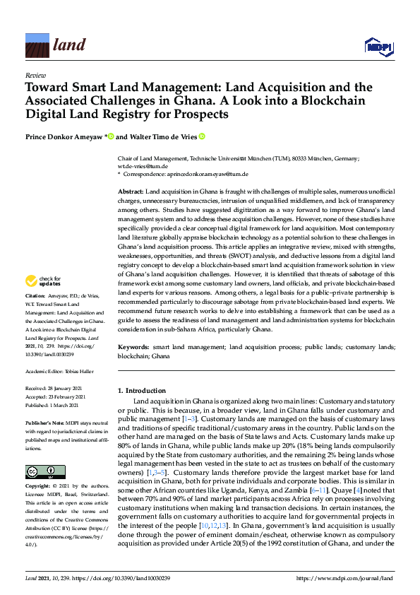 (PDF) Toward Smart Land Management: Land Acquisition and the Associated ...