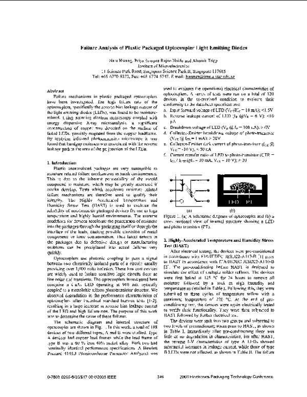 (PDF) Failure analysis of plastic packaged optocoupler light emitting
