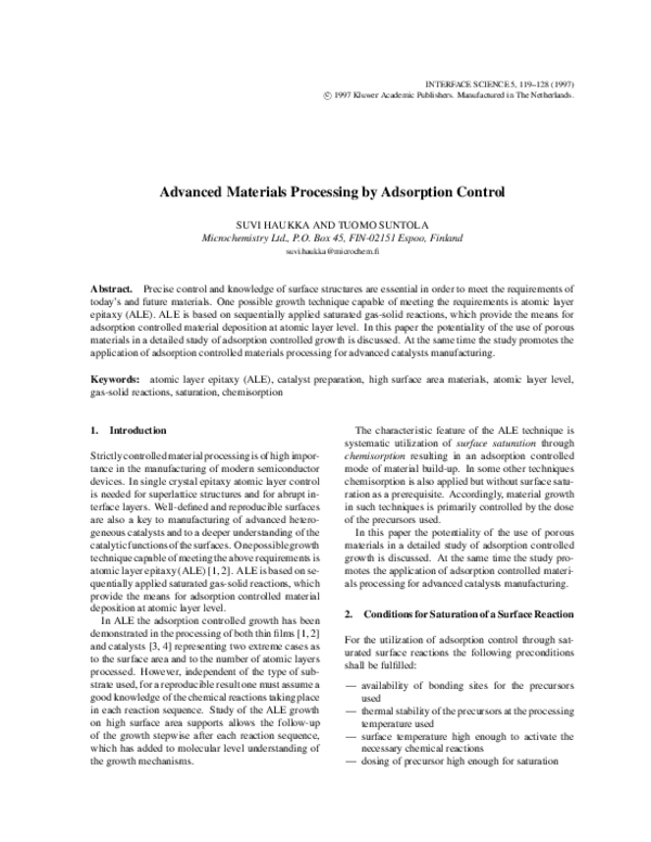 (PDF) Advanced Materials Processing by Adsorption Control Suvi Haukka Academia.edu