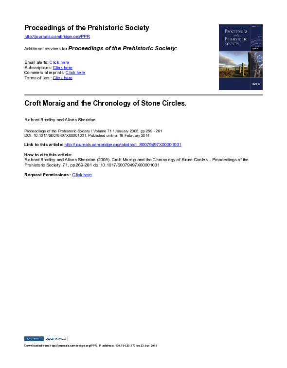 (PDF) Croft Moraig and the Chronology of Stone Circles