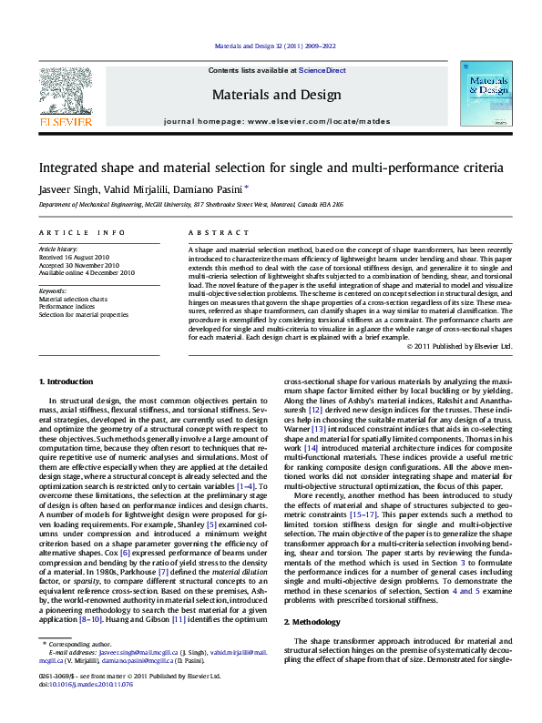 (PDF) Integrated shape and material selection for single and multi ...