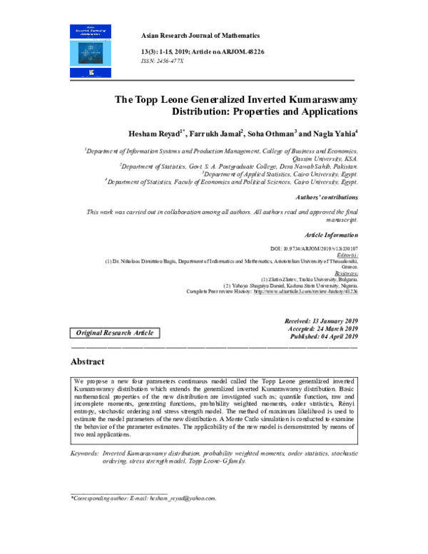 (PDF) The Topp Leone Generalized Inverted Kumaraswamy Distribution ...