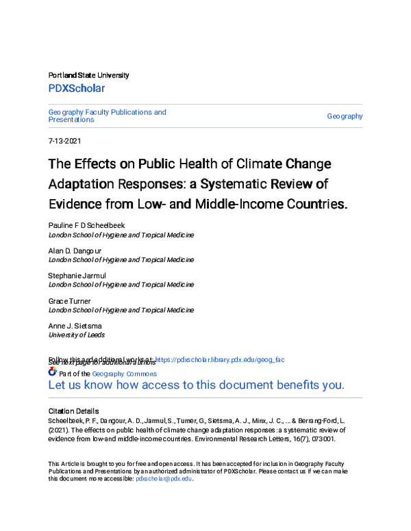 (PDF) The effects on public health of climate change adaptation ...