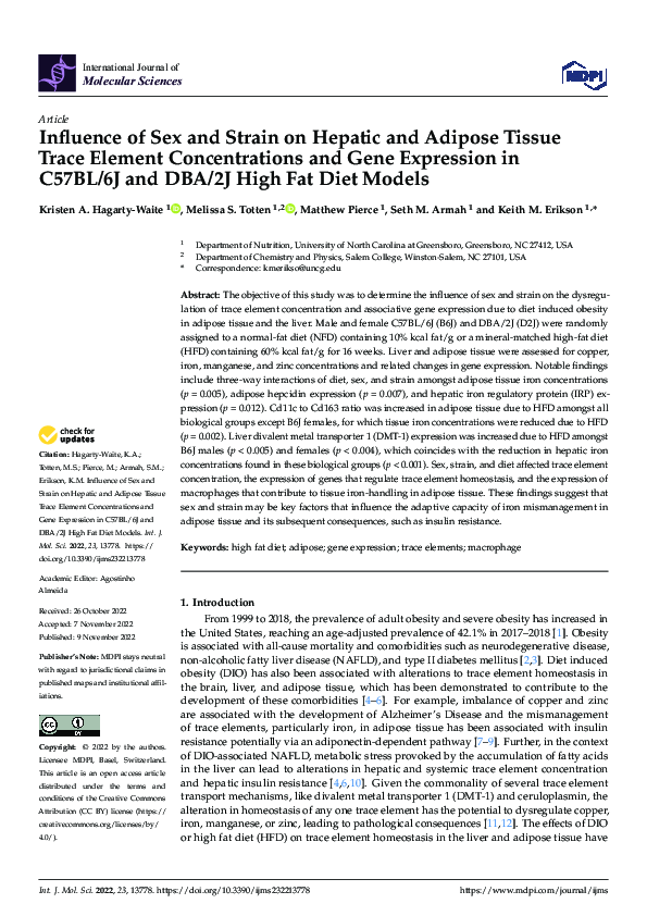 (PDF) Influence of Sex and Strain on Hepatic and Adipose Tissue Trace ...