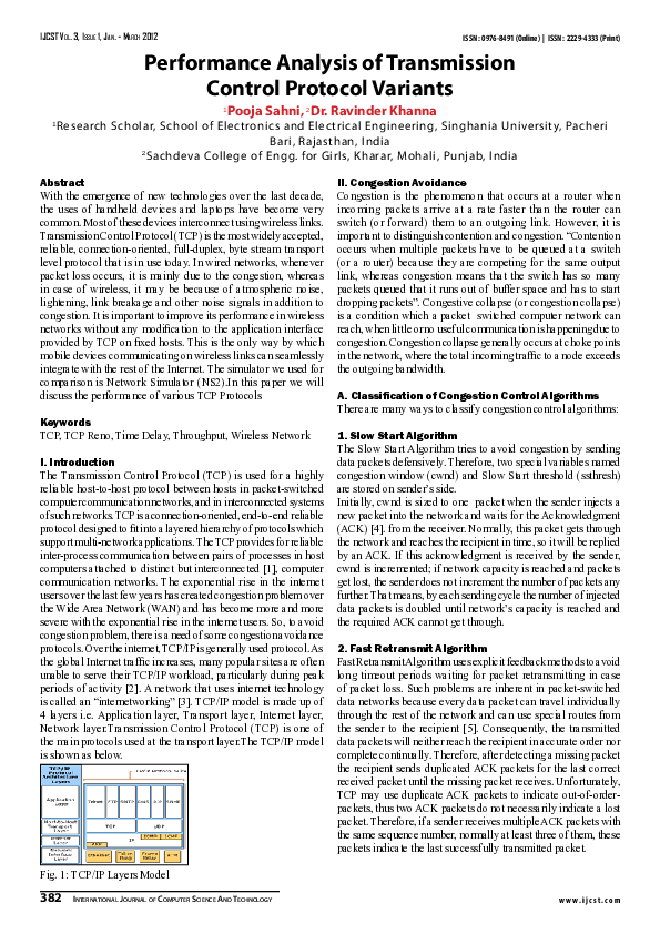 (PDF) Performance Analysis of Transmission Control Protocol Variants 1 ...