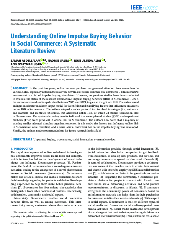 (PDF) Understanding Online Impulse Buying Behavior in Social Commerce ...