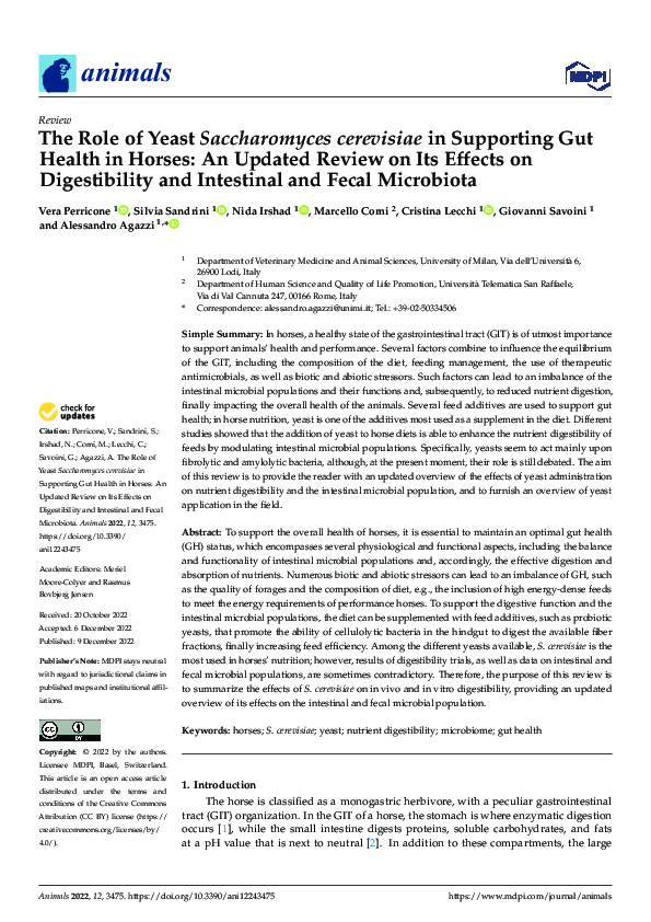 (PDF) The Role of Yeast Saccharomyces cerevisiae in Supporting Gut