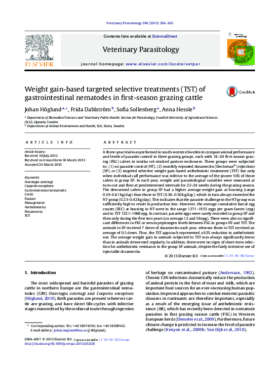 (PDF) Weight gain-based targeted selective treatments (TST) of ...