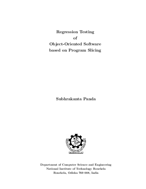 (PDF) Regression Testing of Object-Oriented Software based on Program ...