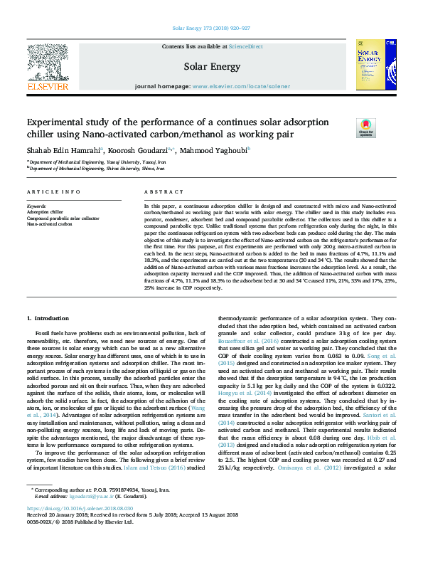 (PDF) Experimental study of the performance of a continues solar ...