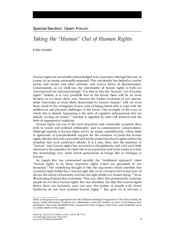 (PDF) Taking the “Human” Out of Human Rights