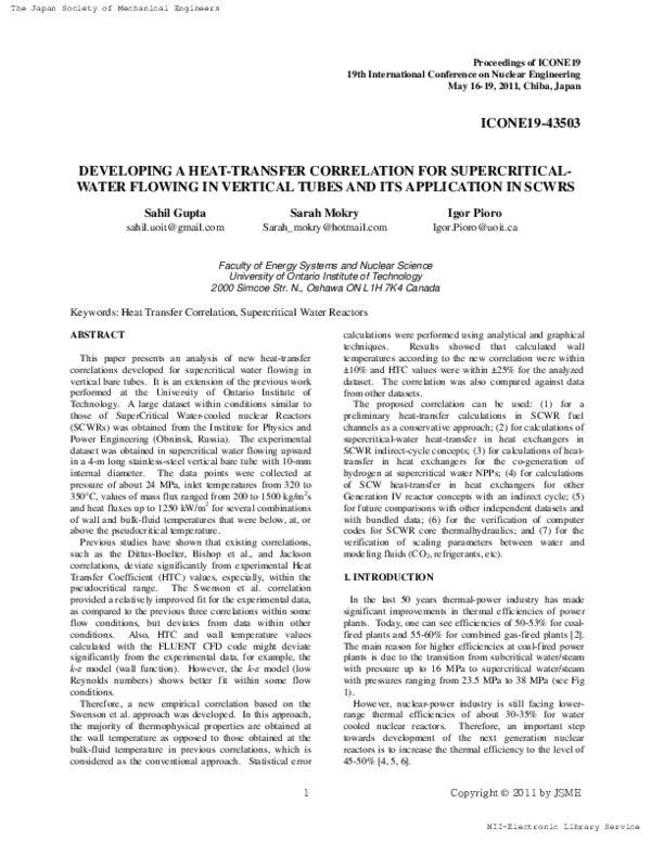 PDF) Laminar free convective heat transfer in the supercritical 
