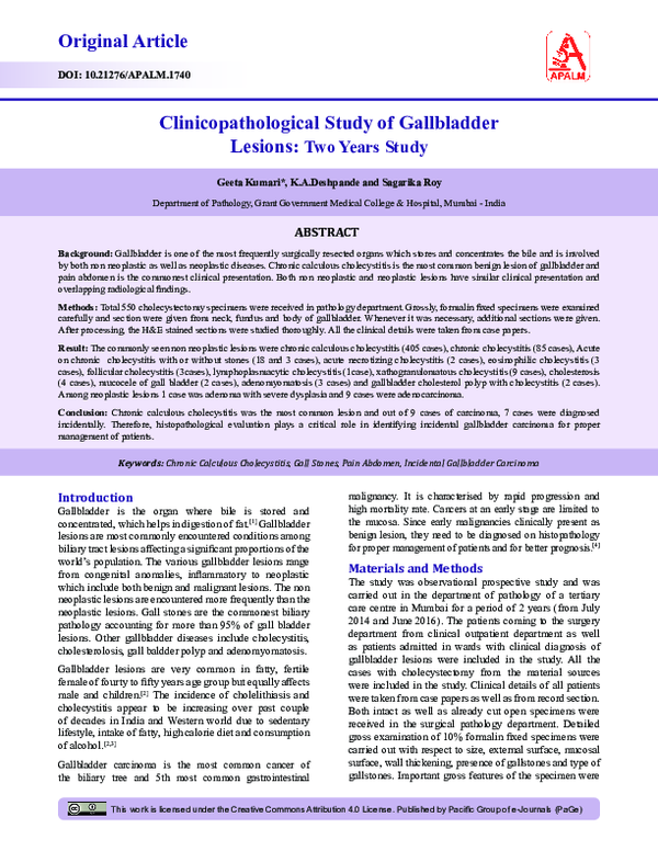 (PDF) Clinicopathological Study of Gallbladder Lesions Geeta Kumari Academia.edu