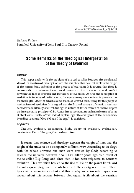 (PDF) Some Remarks on the Theological Interpretation of the Theory of ...