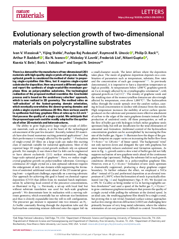 (PDF) Evolutionary selection growth of two-dimensional materials on ...