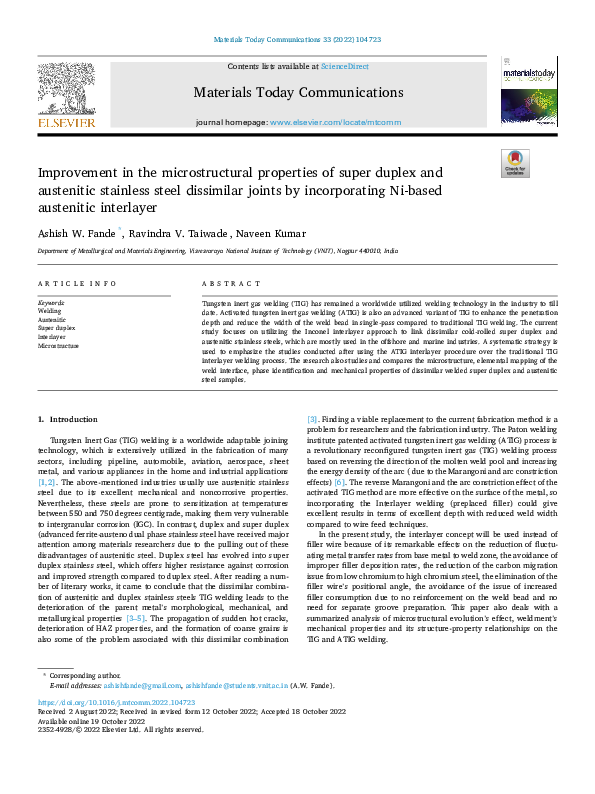 (PDF) Improvement in the microstructural properties of super duplex and ...