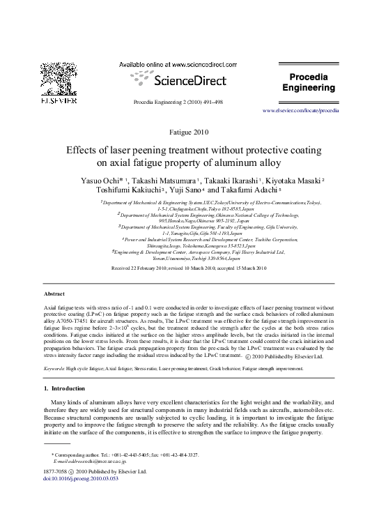 (PDF) Effects of laser peening treatment without protective coating on ...